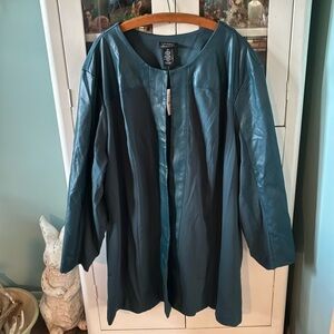 Catherines Black Label sz 4X Teal Open Front one hook closure Shacket nwt